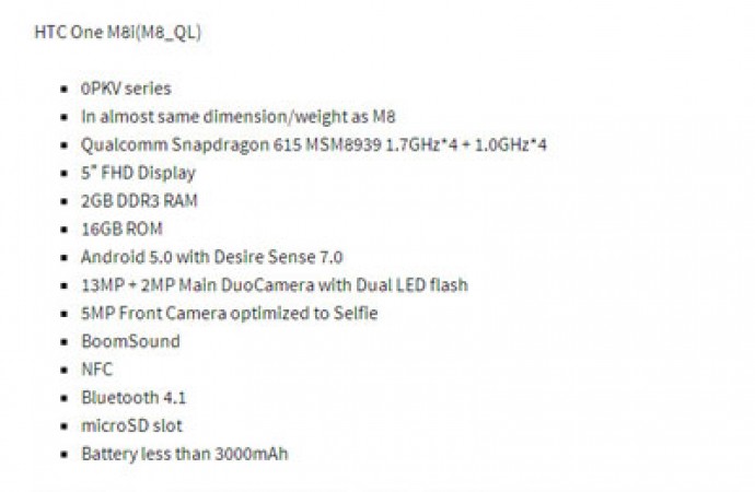 HTC One M8i terkuak dengan spesifikasi lengkap